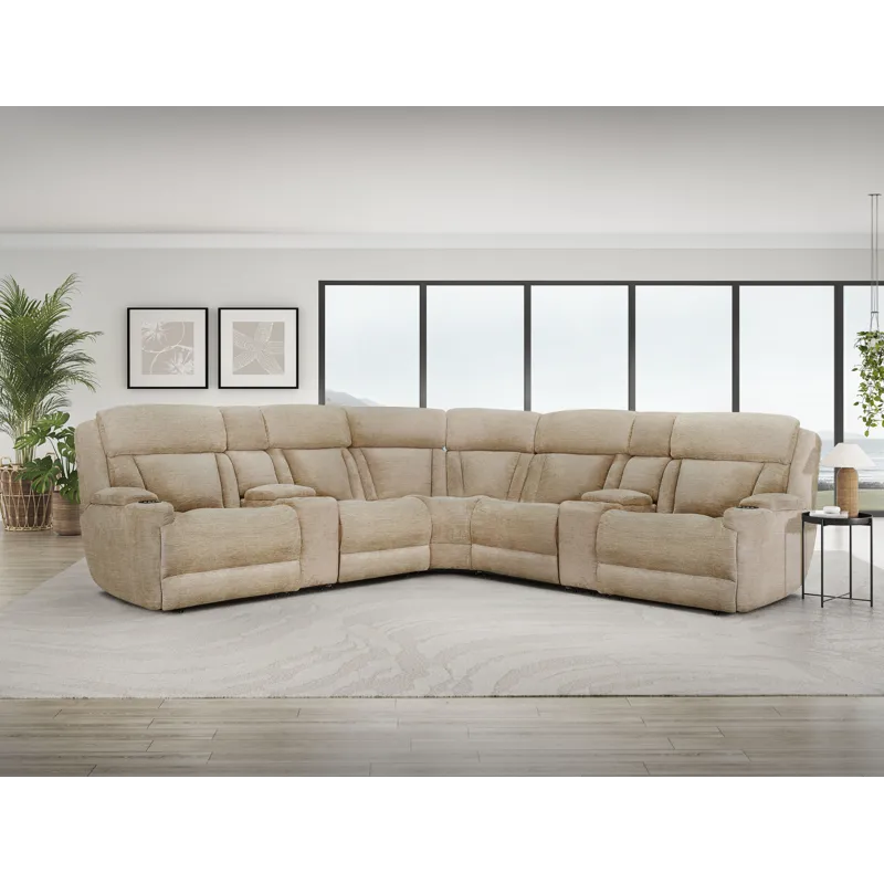 Dalton Lucky Fawn 7 Piece Modular Power Reclining Sectional with Power Adjustable Headrests