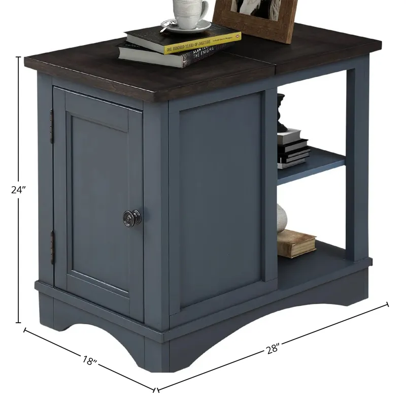 Americana Modern Denim Cocktail Table with 2 Chairside Tables