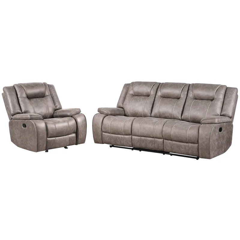 Blake Desert Taupe Manual Reclining Sofa and Recliner