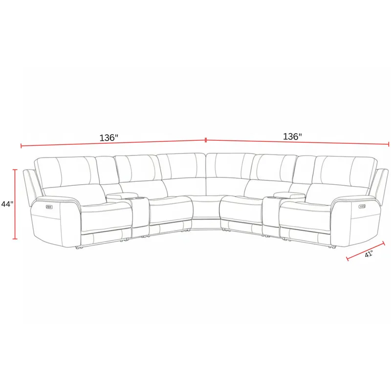 Easton Steamboat Brown 7 Piece Zero Gravity Power Reclining Sectional with Power Adjustable Headrest