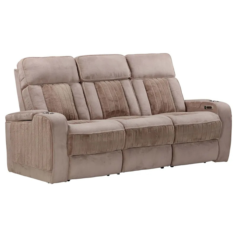 Equinox Mushroom Power Reclining Sofa with Drop Down Table