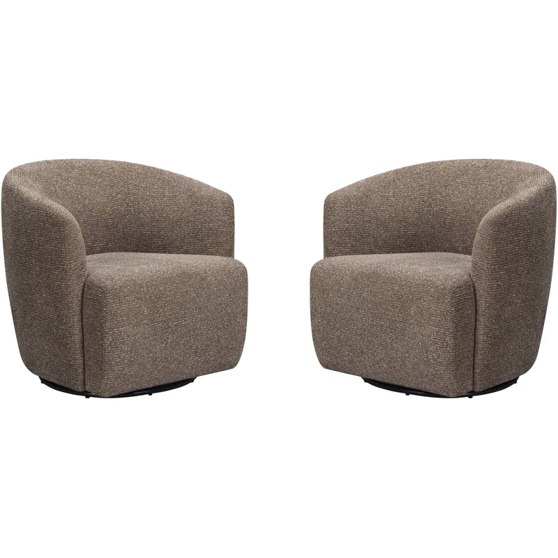Mingle Thatch Brown Swivel Glider Accent Chair Two Pack