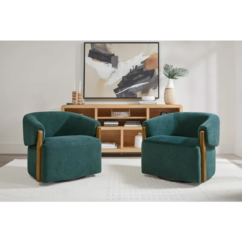 Finley Island Teal Swivel Accent Chair Two Pack