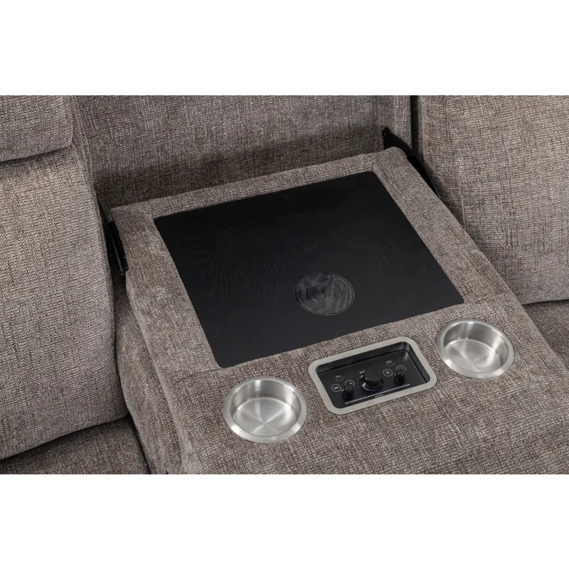 Colton Branson Tweed Power Zero Gravity Sofa and 2 Recliners with Immersive Audio