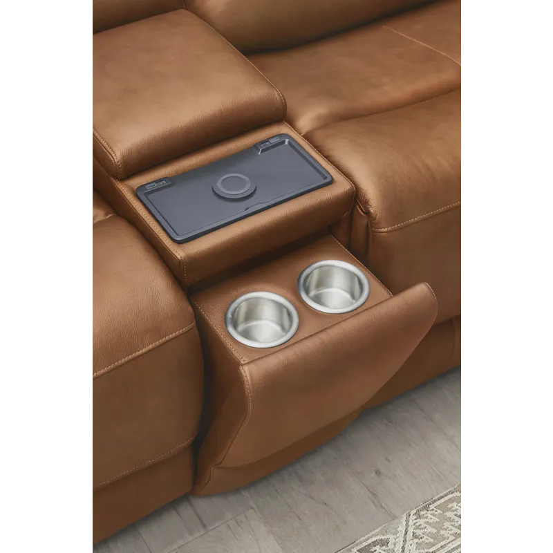 Belmont Lyric Caramel Entertainment Tilt Console with Wireless Charger