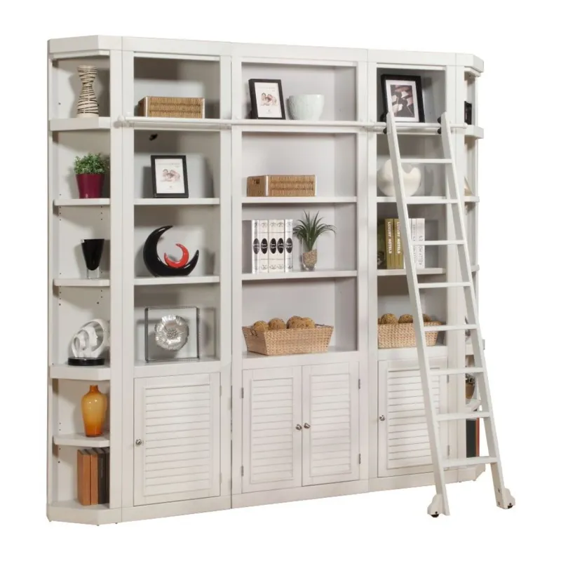 Boca 6 Piece Library Wall with Corner Bookcases