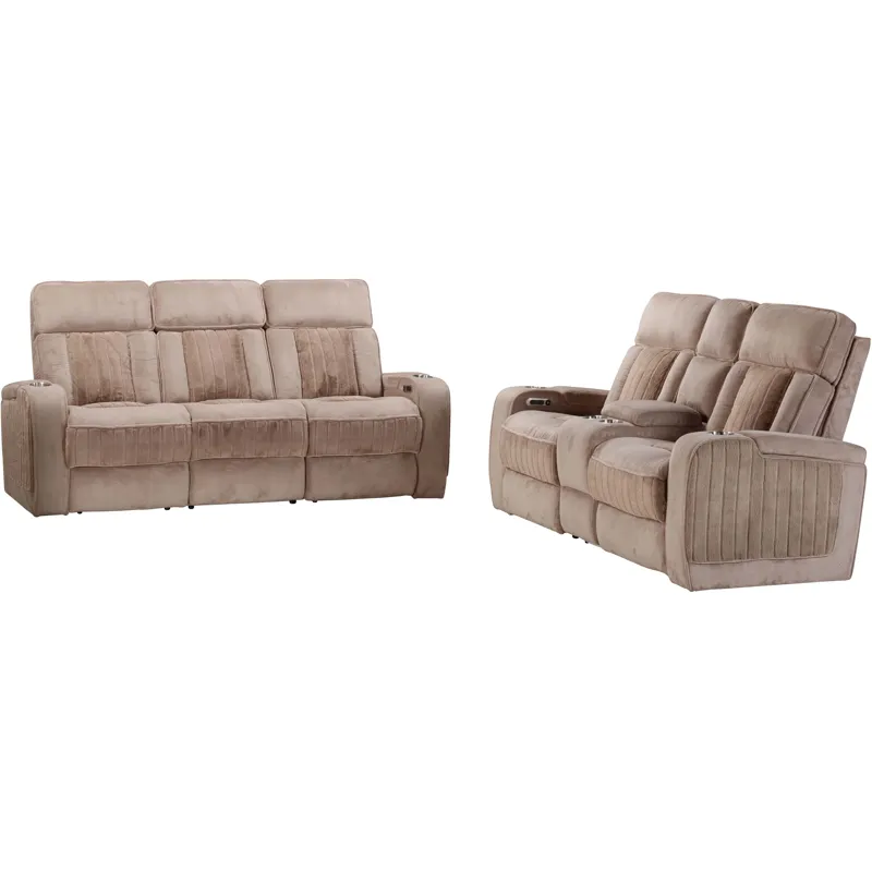 Equinox Mushroom Power Reclining Sofa and Loveseat