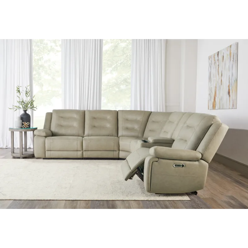 Caldwell Tahoe Fog 6 Piece Modular Power Reclining Sectional with Power Adjustable Headrests
