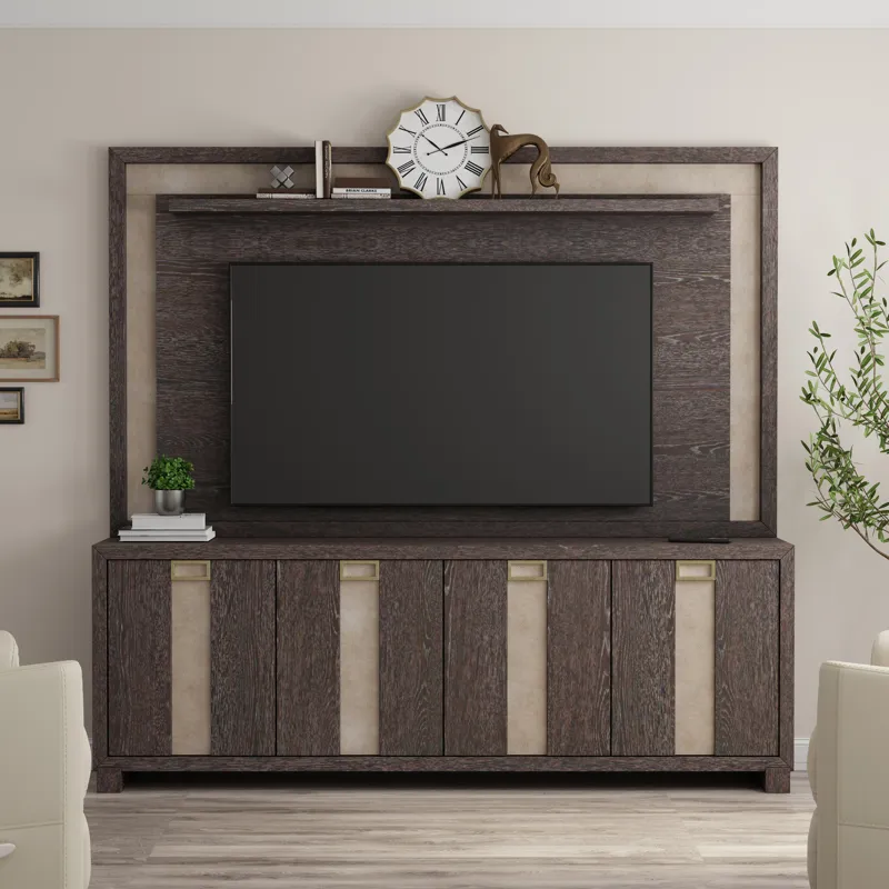 Ascent 92 Inch TV Console with Hutch and Back Panel