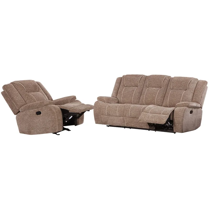 Bruno Plush Tobacco Manual Sofa and Recliner