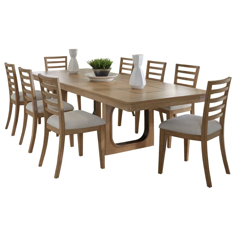 Escape Dining 84 Inch Rectangular Table with 8 Ladderback Chairs