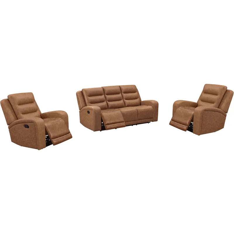 Napa Wrangler Clay Manual Triple Recline Sofa and Two Recliners
