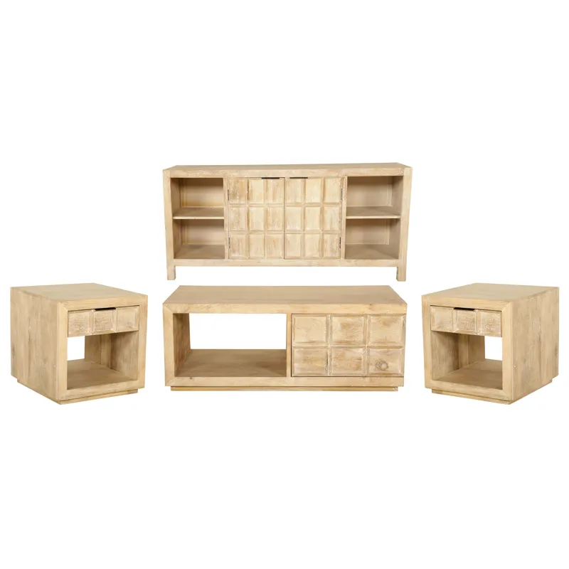 Laguna Rectangular Storage Cocktail Table with 2 End Tables and Console