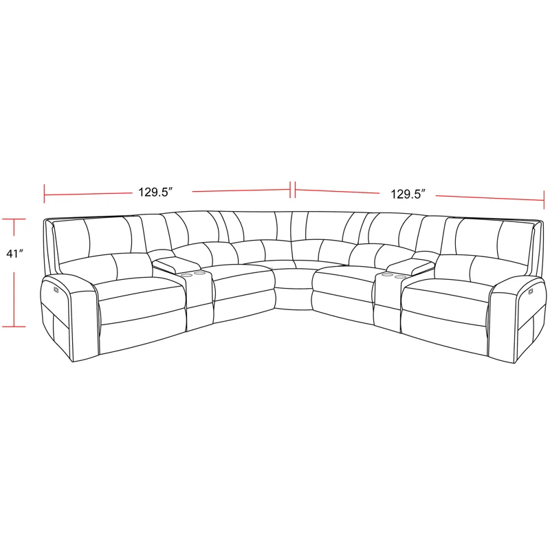 Swift Bourbon 7 Piece Modular Power Reclining Sectional with Power Adjustable Headrests
