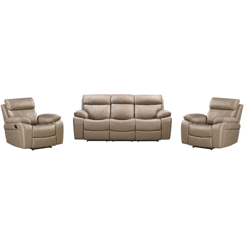 Theon Stokes Toffee Manual Glider Reclining Sofa and Two Recliners