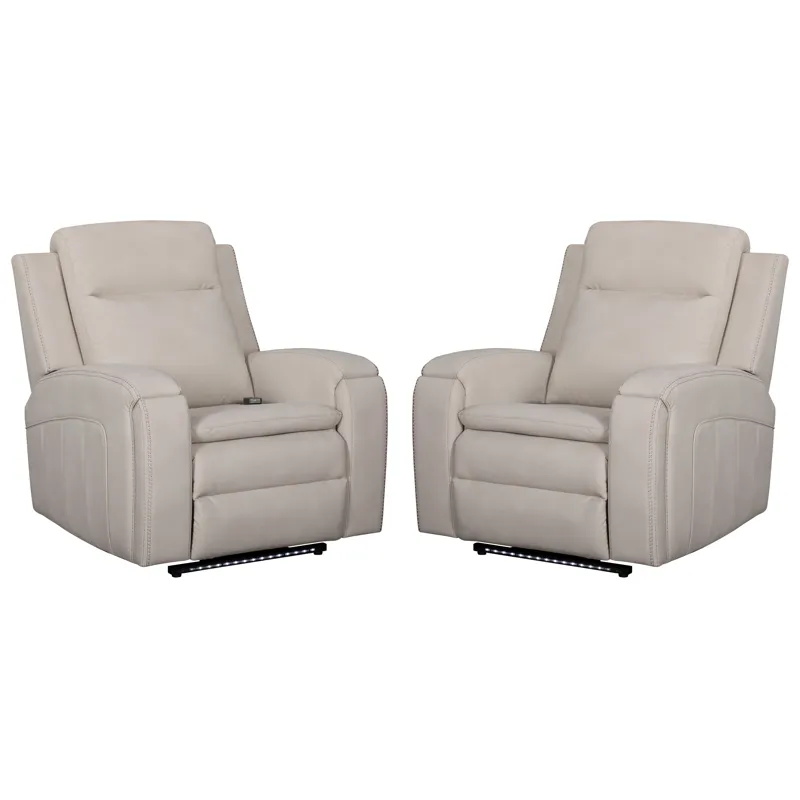 Armstrong Buffy Cream Power Recliner with Heat Massage and Auto-Glide Two Pack