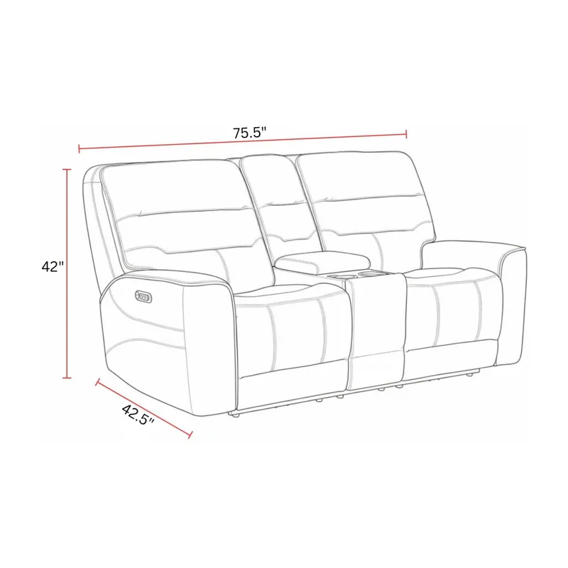 Lawson Sydney Brunette Power Zero Gravity Tilt Console Loveseat P2