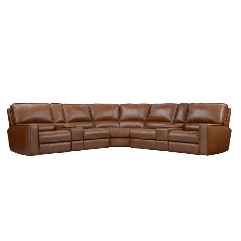 Rockford Verona Saddle 7 Piece Modular Power Reclining Sectional with Power Adjustable Headrests