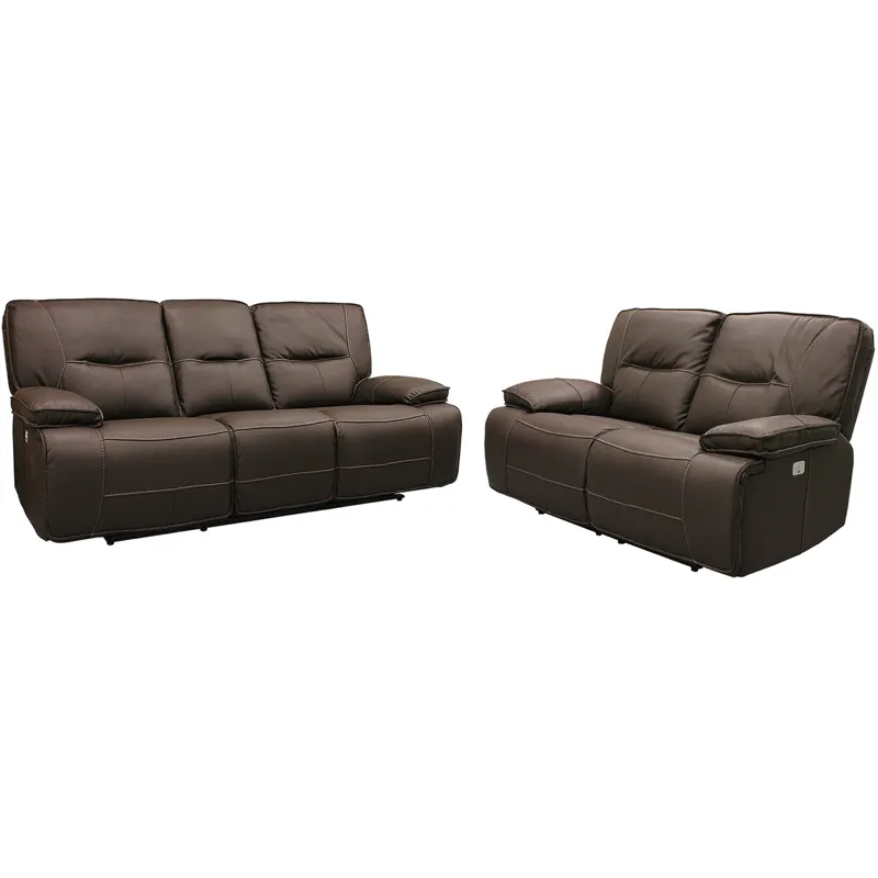 Spartacus Chocolate Power Reclining Sofa and Loveseat