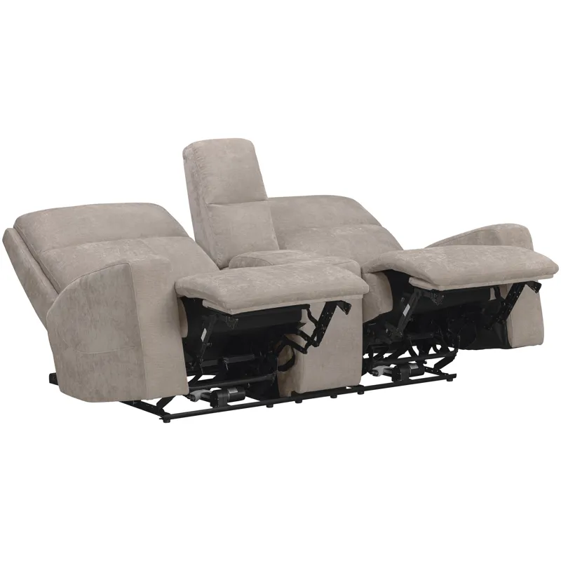 Traxton Jasper Taupe Power Zero Gravity Tilt Console Loveseat P3