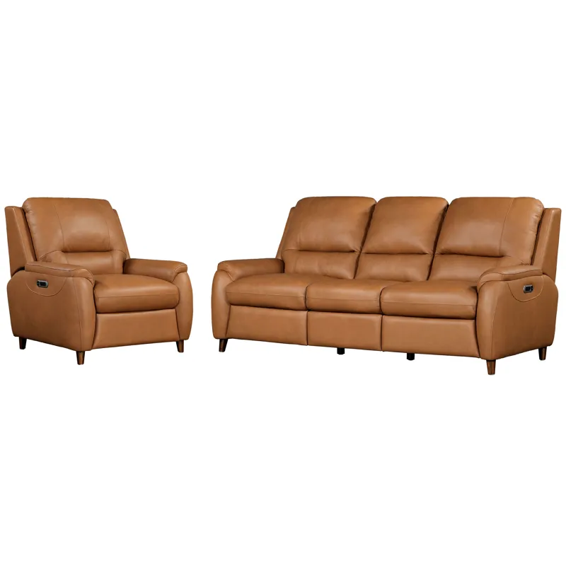 Austin Caramel Cream Power Reclining Sofa and Recliner