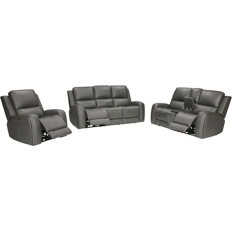 Belmont Autumn Fog Zero Gravity Power Reclining Sofa Loveseat and Recliner