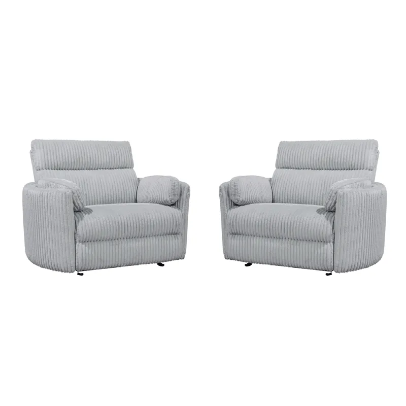Radius Xl Mega Grey Extra Wide Power Glider Recliner Two Pack
