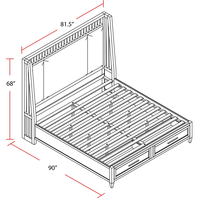 Americana Modern Bedroom King Shelter Bed with Dresser and Mirror