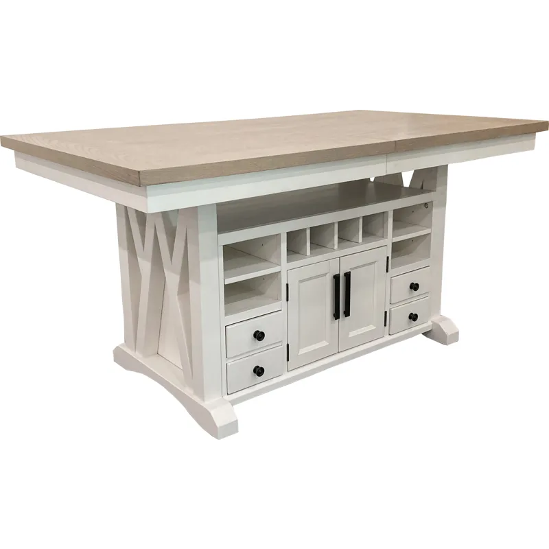 Americana Modern Dining 72 inch Island Counter Height Extendable Dining Table