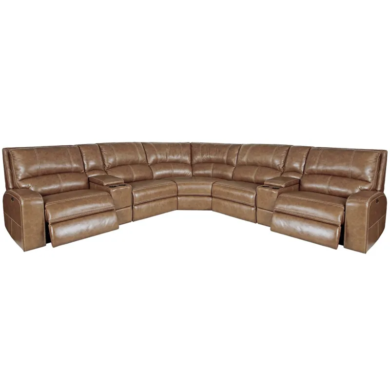 Swift Bourbon 7 Piece Modular Power Reclining Sectional with Power Adjustable Headrests