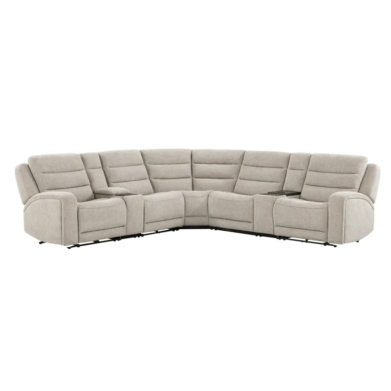 Felix Mari Fawn 7 Piece Zero Gravity Power Reclining Sectional with Beverage Cooler Console