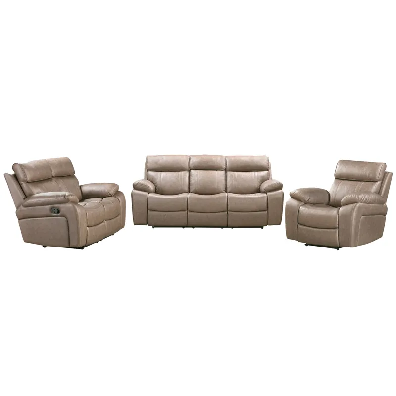 Theon Stokes Toffee Manual Reclining Sofa Loveseat and Recliner