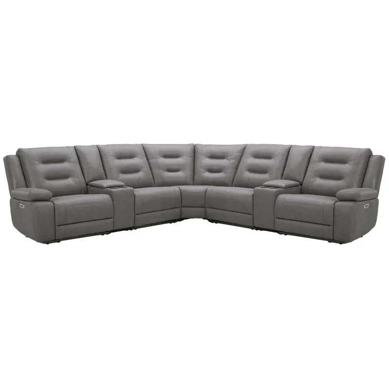 Caldwell Tahoe Fog 7 Piece Modular Power Reclining Sectional with Power Adjustable Headrests with 2 