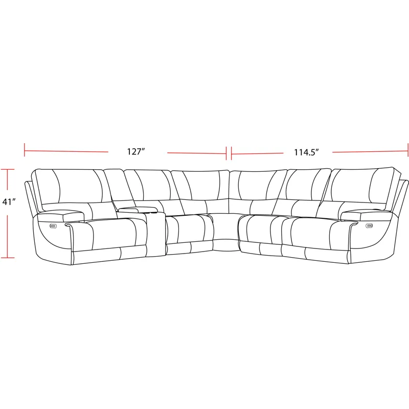 Whitman Verona Coffee - Powered By Freemotion 6 Piece Modular Power Reclining Sectional with Power A