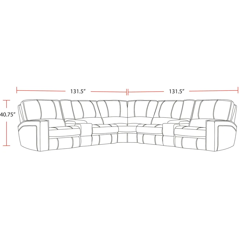 Rockford Verona Saddle 7 Piece Modular Power Reclining Sectional with Power Adjustable Headrests