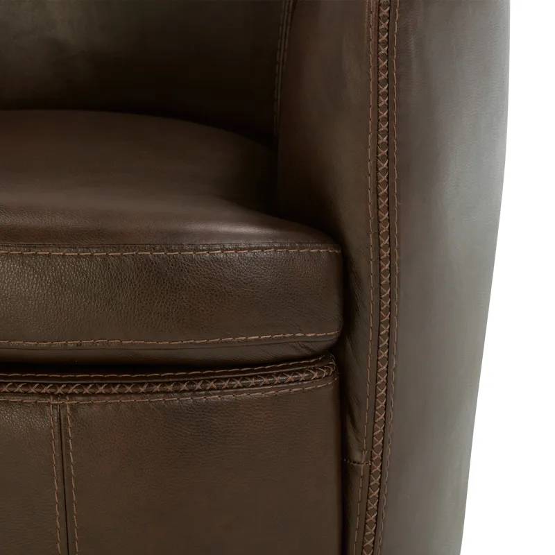Barolo Vintage Brown 100% Italian Leather Swivel Club Chair Two Pack