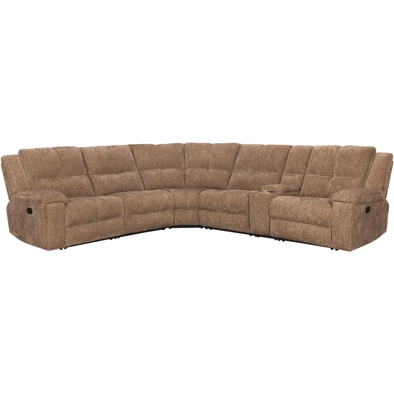 Bronco Plush Tobacco 6 Piece Modular Manual Reclining Sectional