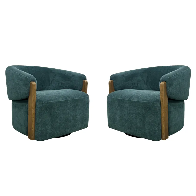 Finley Island Teal Swivel Accent Chair Two Pack