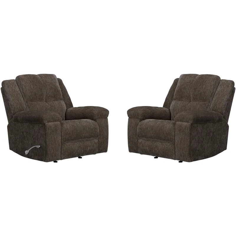 Bronco Plush Umber Manual Rocker Recliner Two Pack