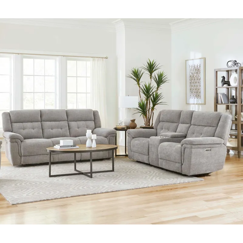Richland Bristol Grey Power Reclining Sofa and Loveseat