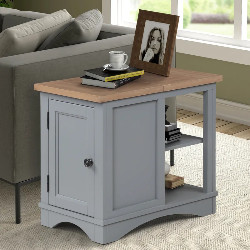 Americana Modern Dove Cocktail Table with 2 Chairside Tables