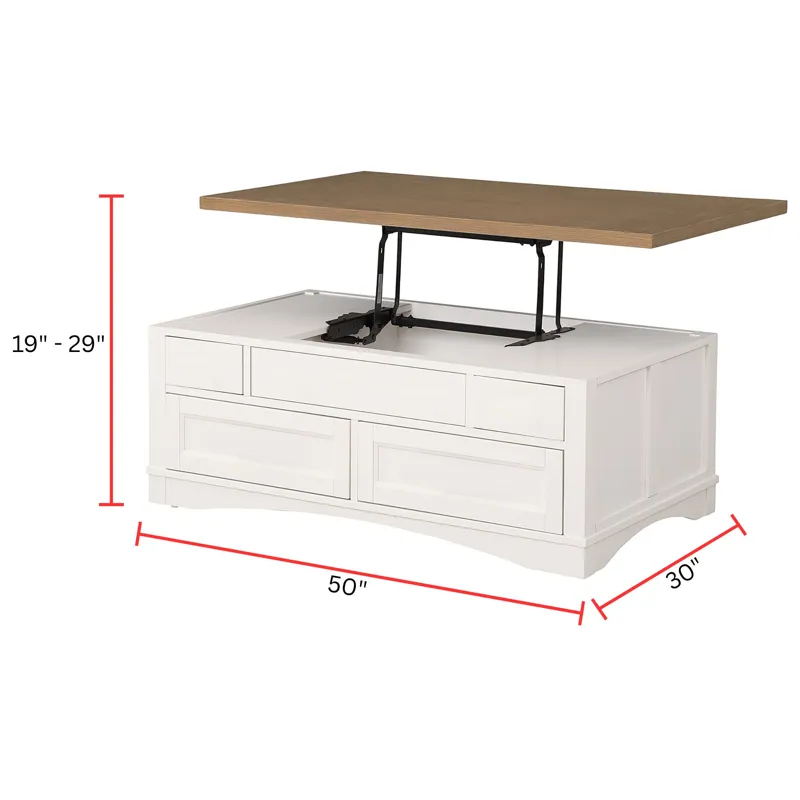 Americana Modern Cotton Lift Top Cocktail Table with 2 End Tables