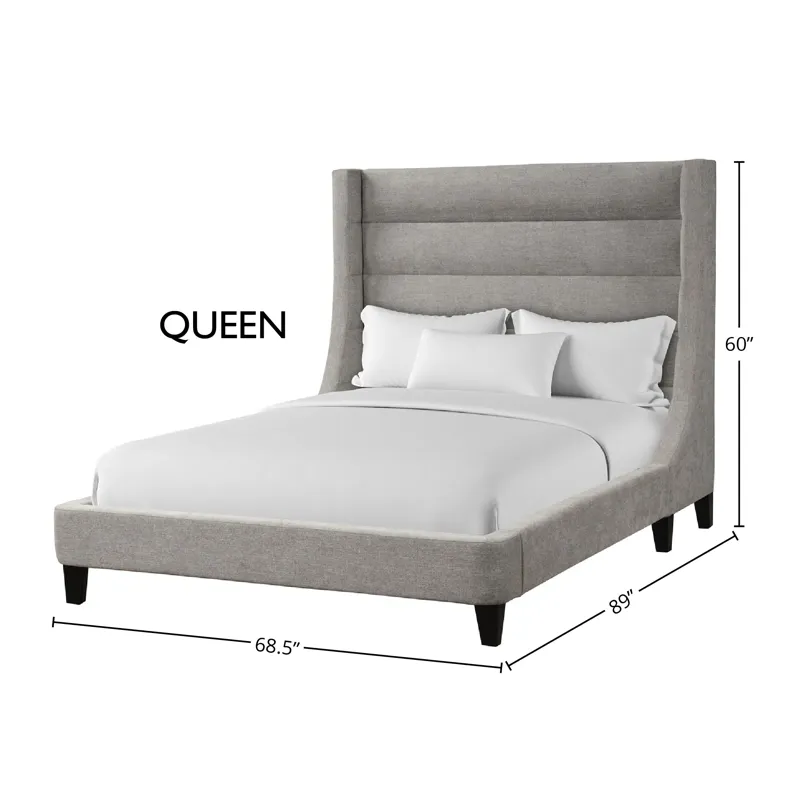 Jacob Luxe Light Grey Queen Bed