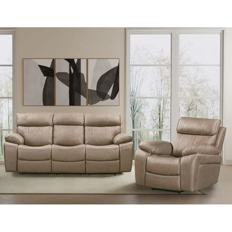Theon Stokes Toffee Manual Reclining Sofa and Recliner