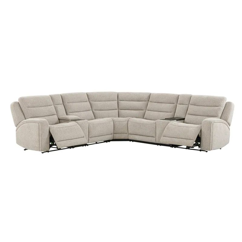 Felix Mari Fawn 7 Piece Zero Gravity Power Reclining Sectional with Beverage Cooler Console