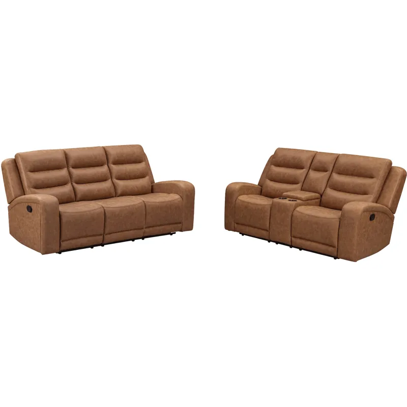 Napa Wrangler Clay Manual Triple Recline Sofa and Loveseat