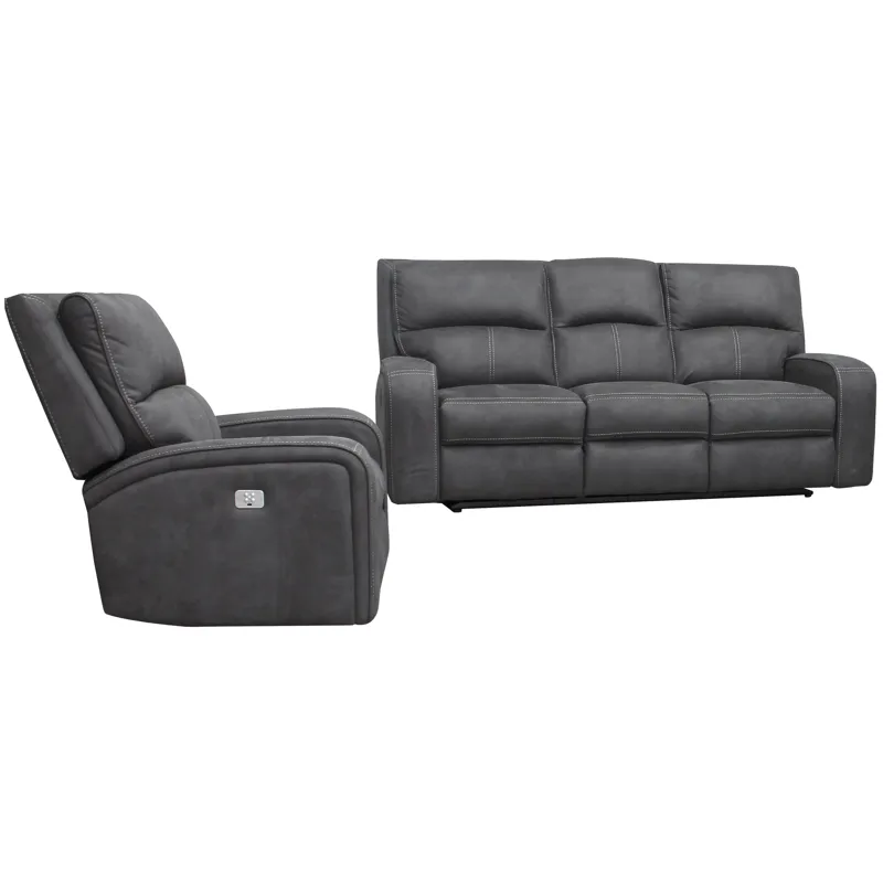 Polaris Slate Power Reclining Sofa and Recliner