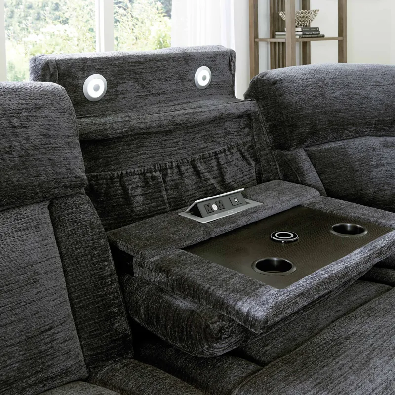 Dalton Lucky Charcoal 7 Piece Modular Power Reclining Sectional with Power Adjustable Headrests