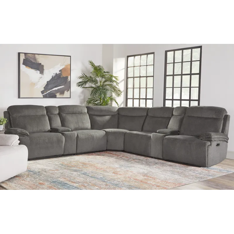Alpine Airy Midnight 7 Piece Zero Gravity Power Reclining Sectional with Power Adjustable Headrests