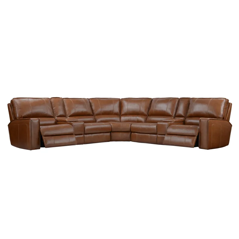 Rockford Verona Saddle 7 Piece Modular Power Reclining Sectional with Power Adjustable Headrests